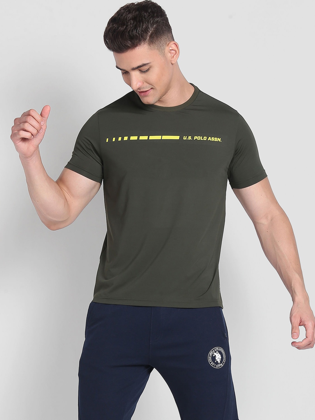 

U.S. Polo Assn. Brand Logo Detailed Lounge T-shirts, Olive