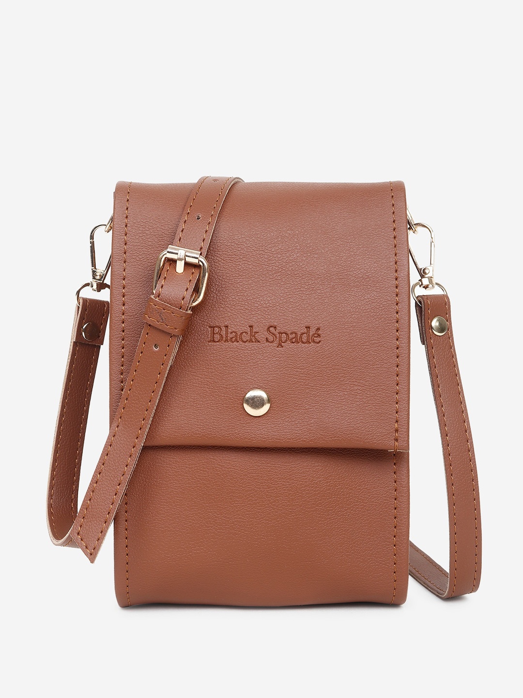 

Black Spade Structured Sling Bag, Tan