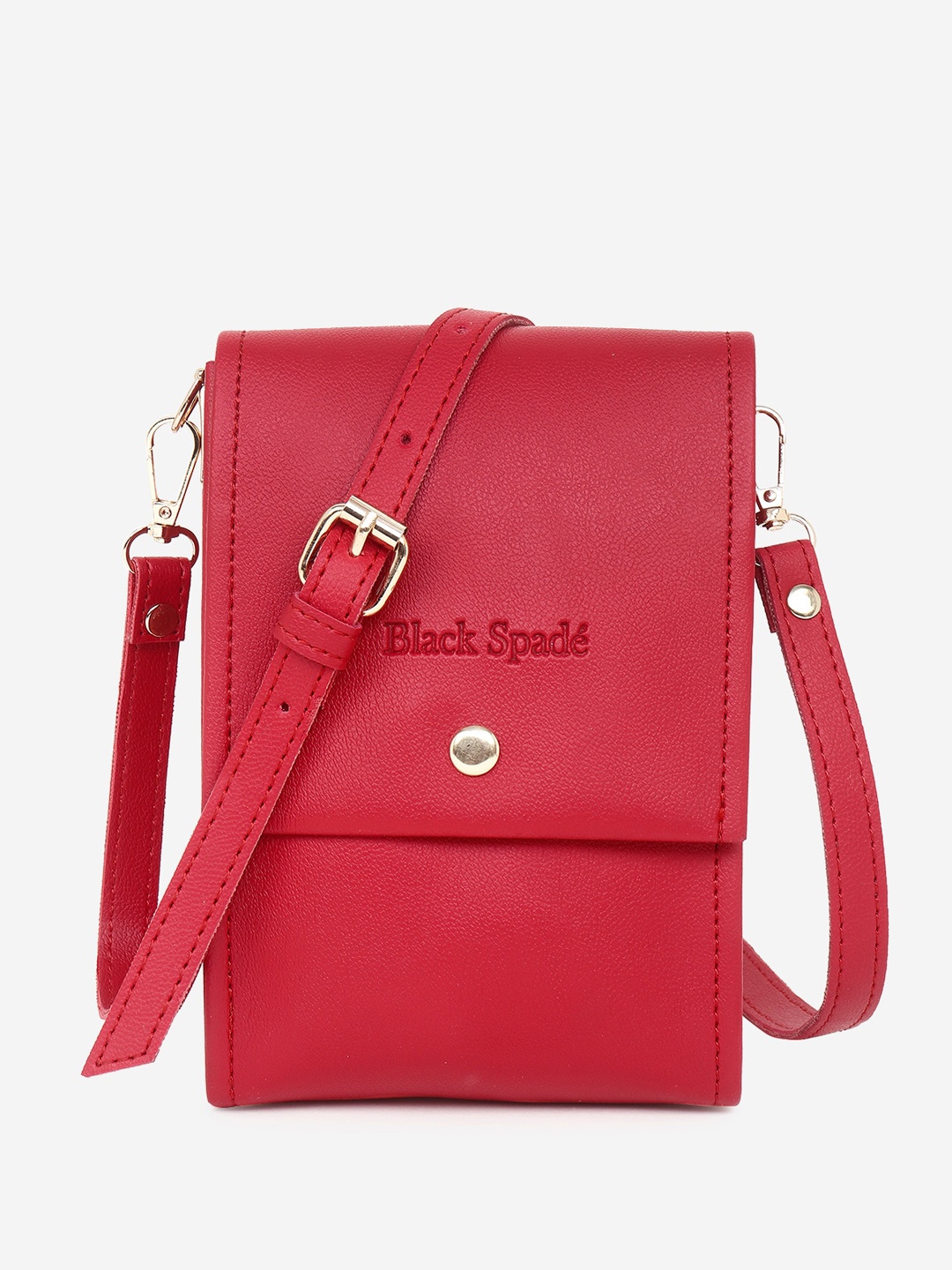 

Black Spade PU Structured Sling Bag, Red