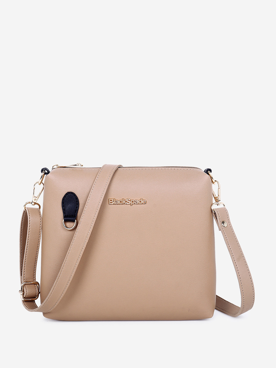 

Black Spade PU Structured Sling Bag, Beige