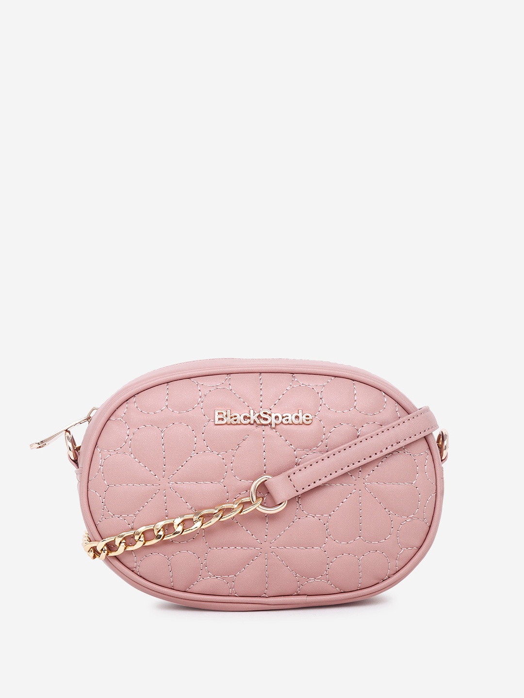 

Black Spade Structured Sling Bag with Quilted, Pink
