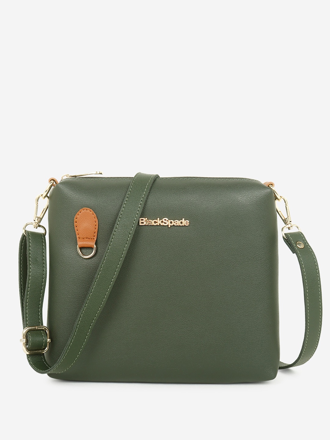 

Black Spade PU Structured Sling Bag, Green