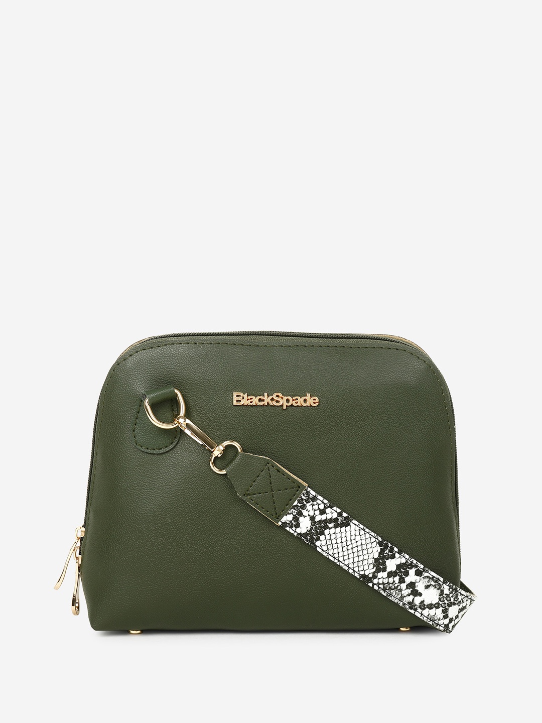 

Black Spade PU Structured Sling Bag, Green