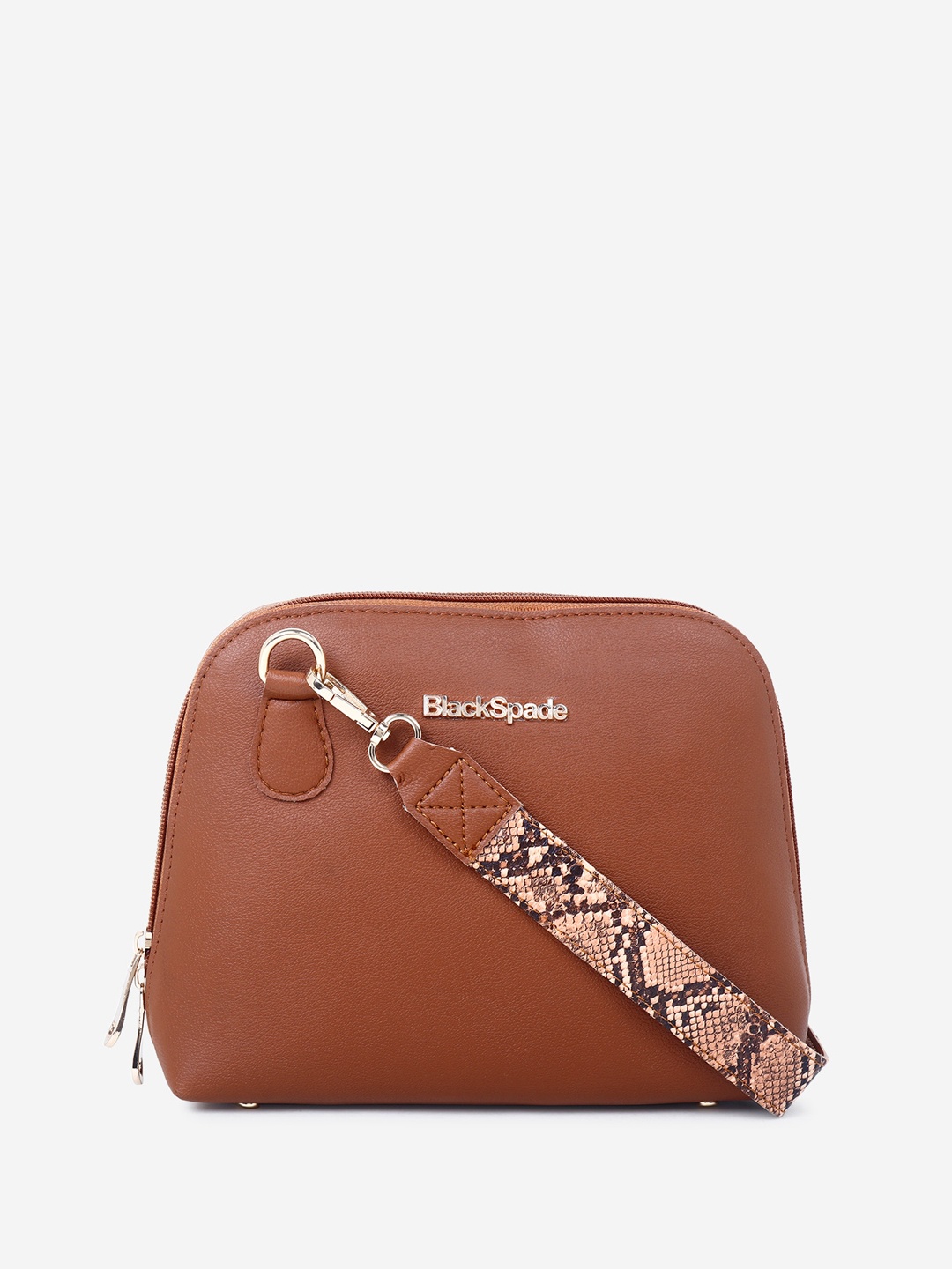 

Black Spade Structured Sling Bag, Tan