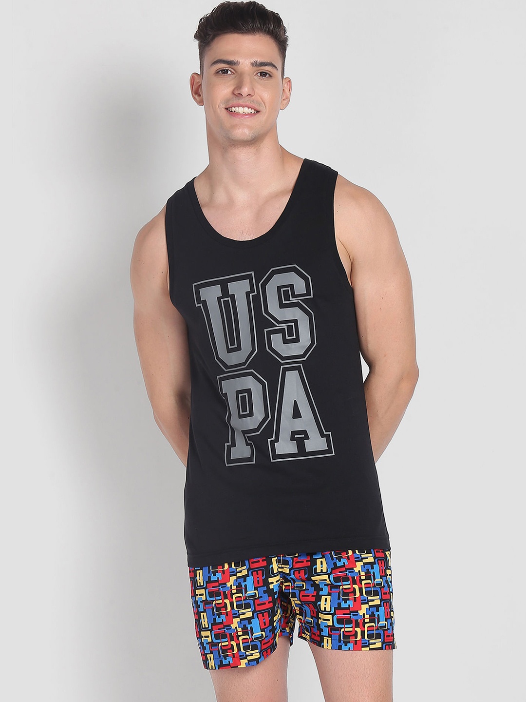 

U.S. Polo Assn. Brand Logo Printed Vests, Black