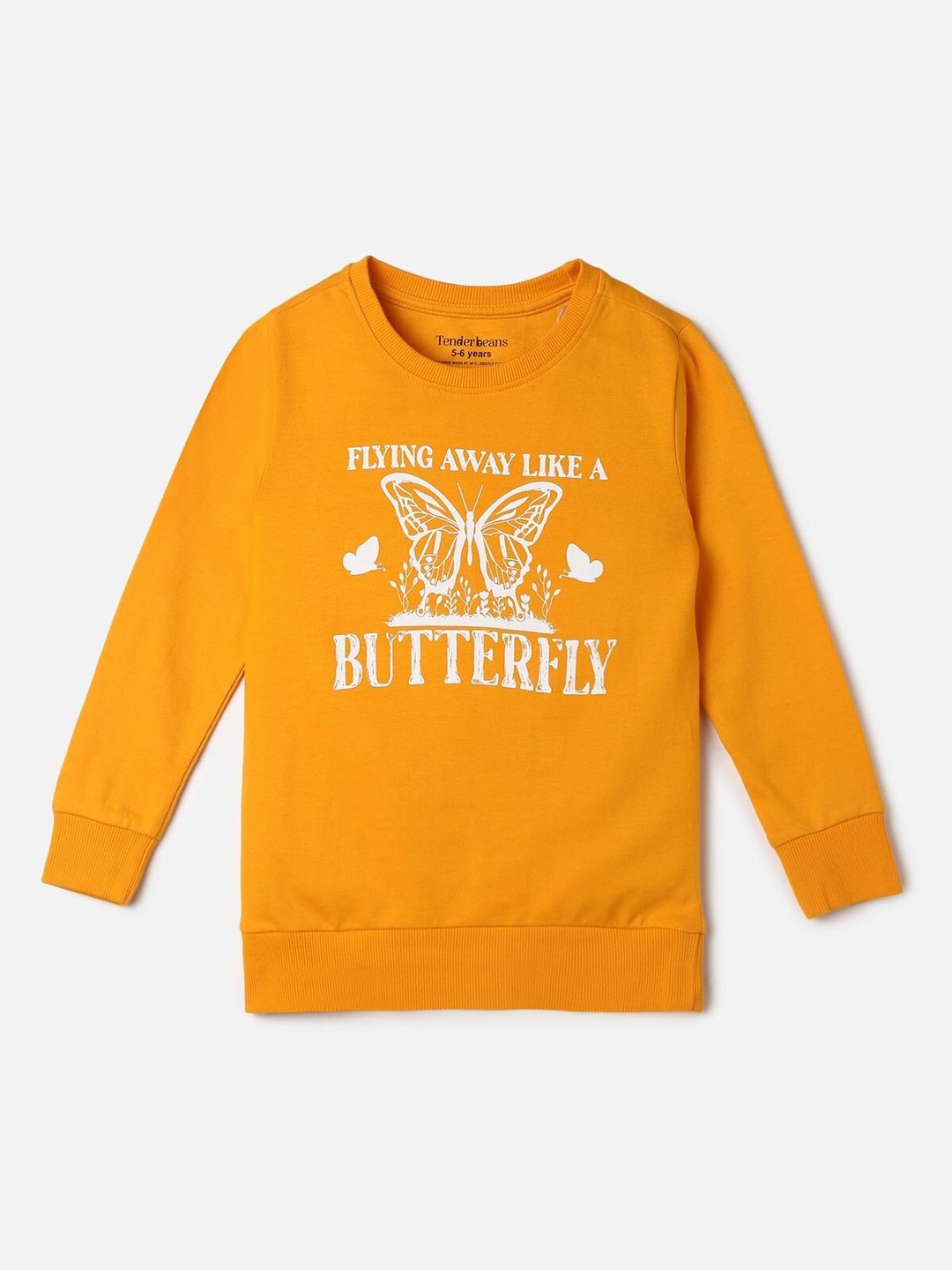 

UrbanMark Girls Printed Cotton Sweatshirt, Mustard