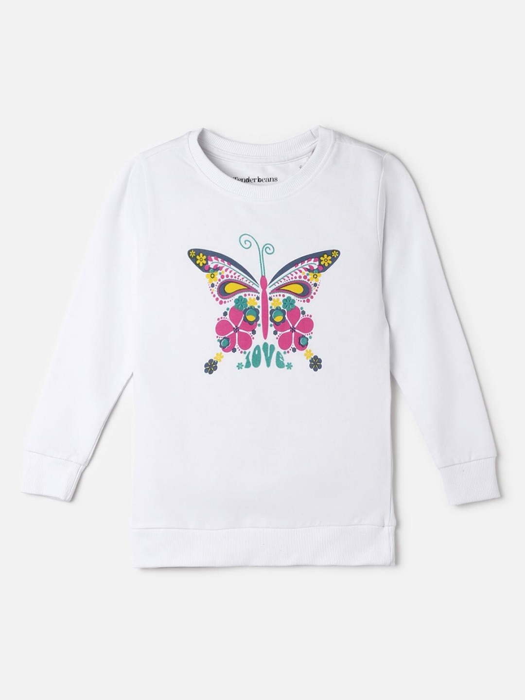

UrbanMark Girls Graphic Printed Cotton Pullover Sweatshirt, White