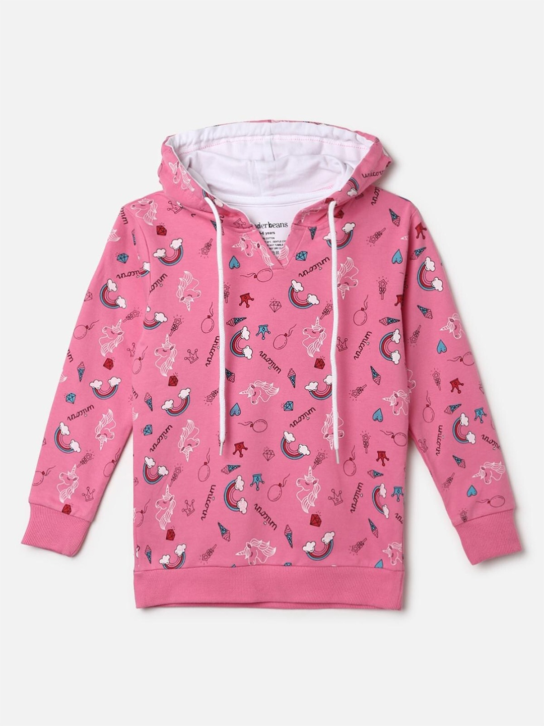 

UrbanMark Girls Unicorn Printed Hooded Cotton Sweatshirt, Pink