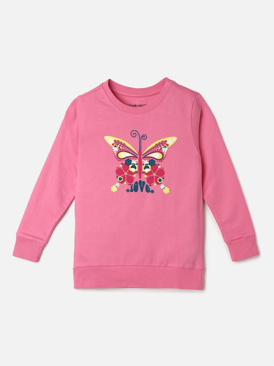

UrbanMark Girls Printed Cotton Sweatshirt, Pink