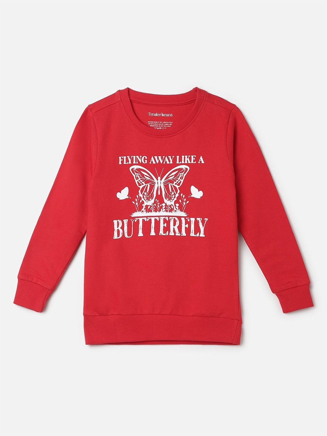 

UrbanMark Girls Typography Printed Cotton Pullover Sweatshirt, Red