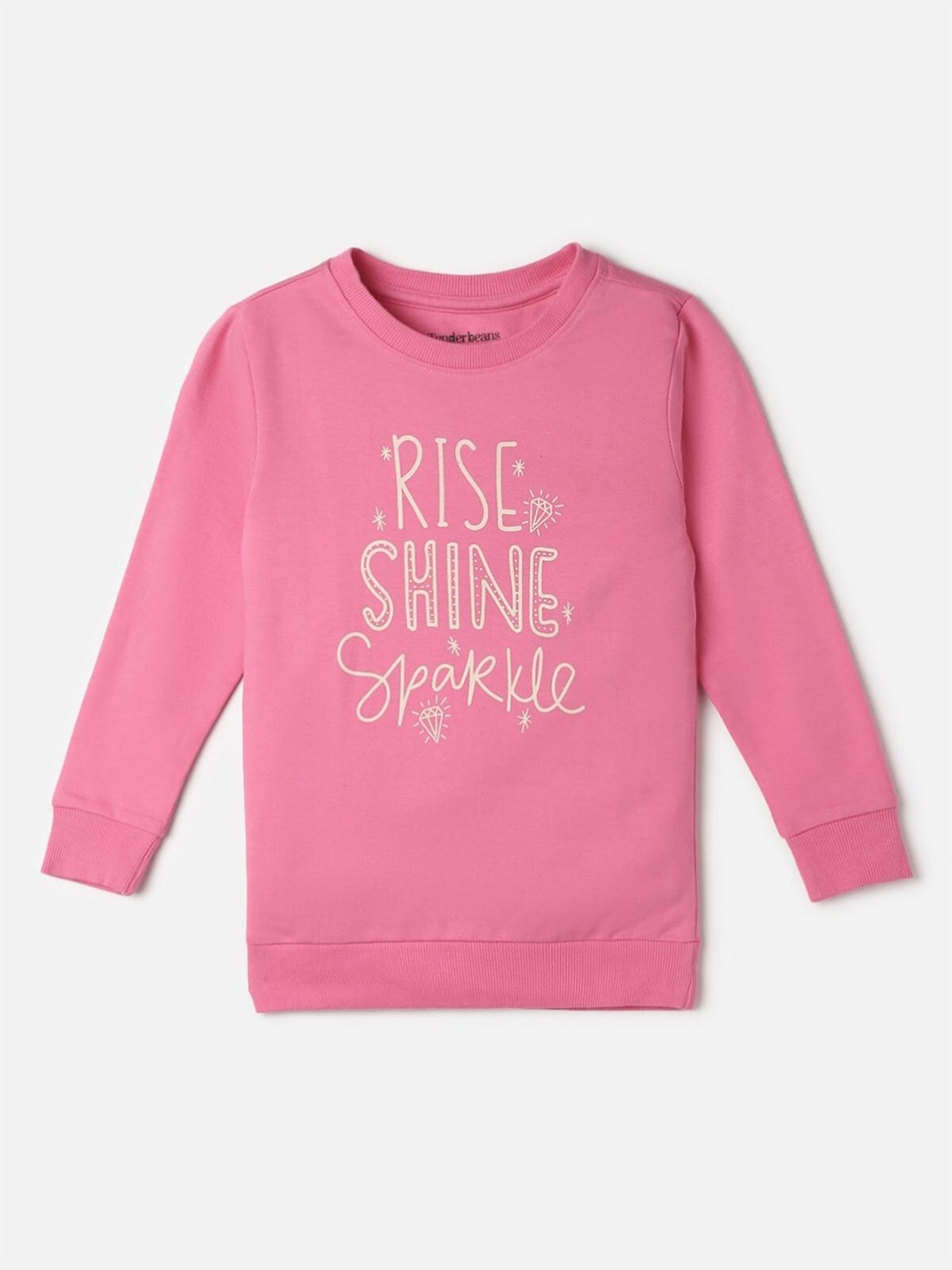 

UrbanMark Girls Typography Printed Round Neck Cotton Pullover, Pink