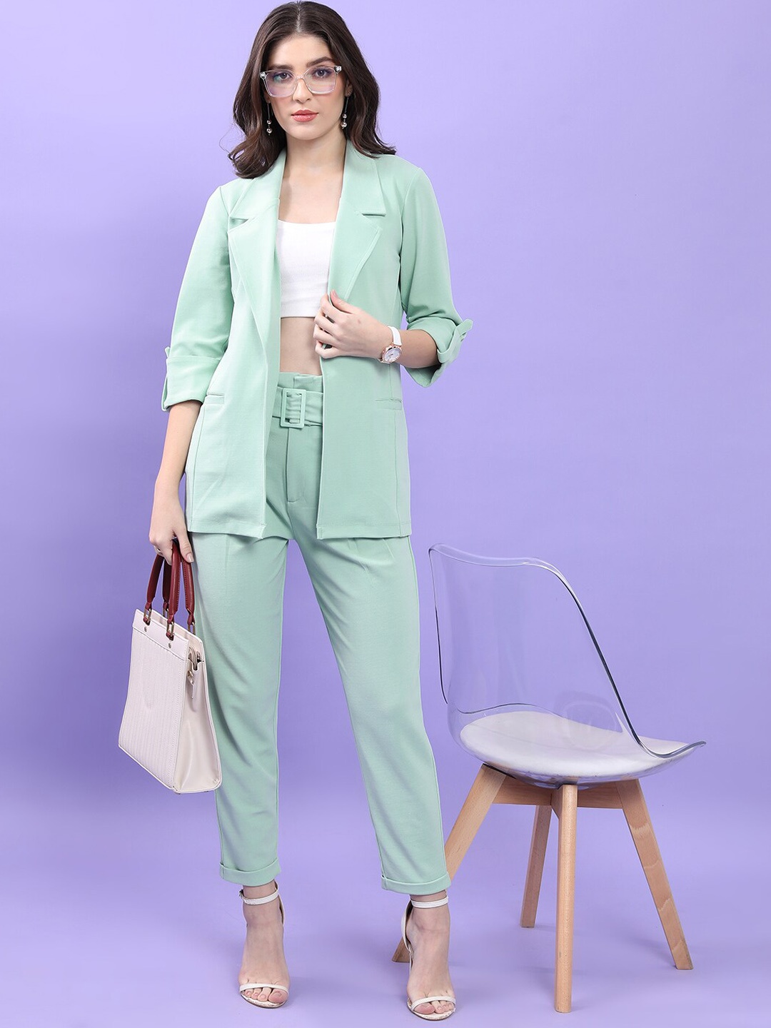 

KETCH Notched Lapel Collar Blazer With Trouser, Green