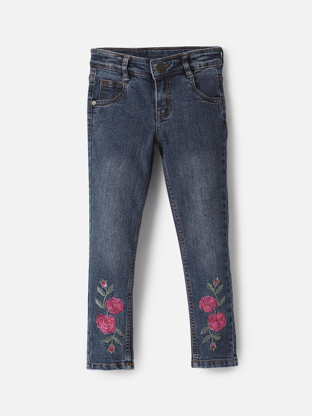 

UrbanMark Girls Mid Rise Clean Look Light Fade Stretchable Jeans, Navy blue