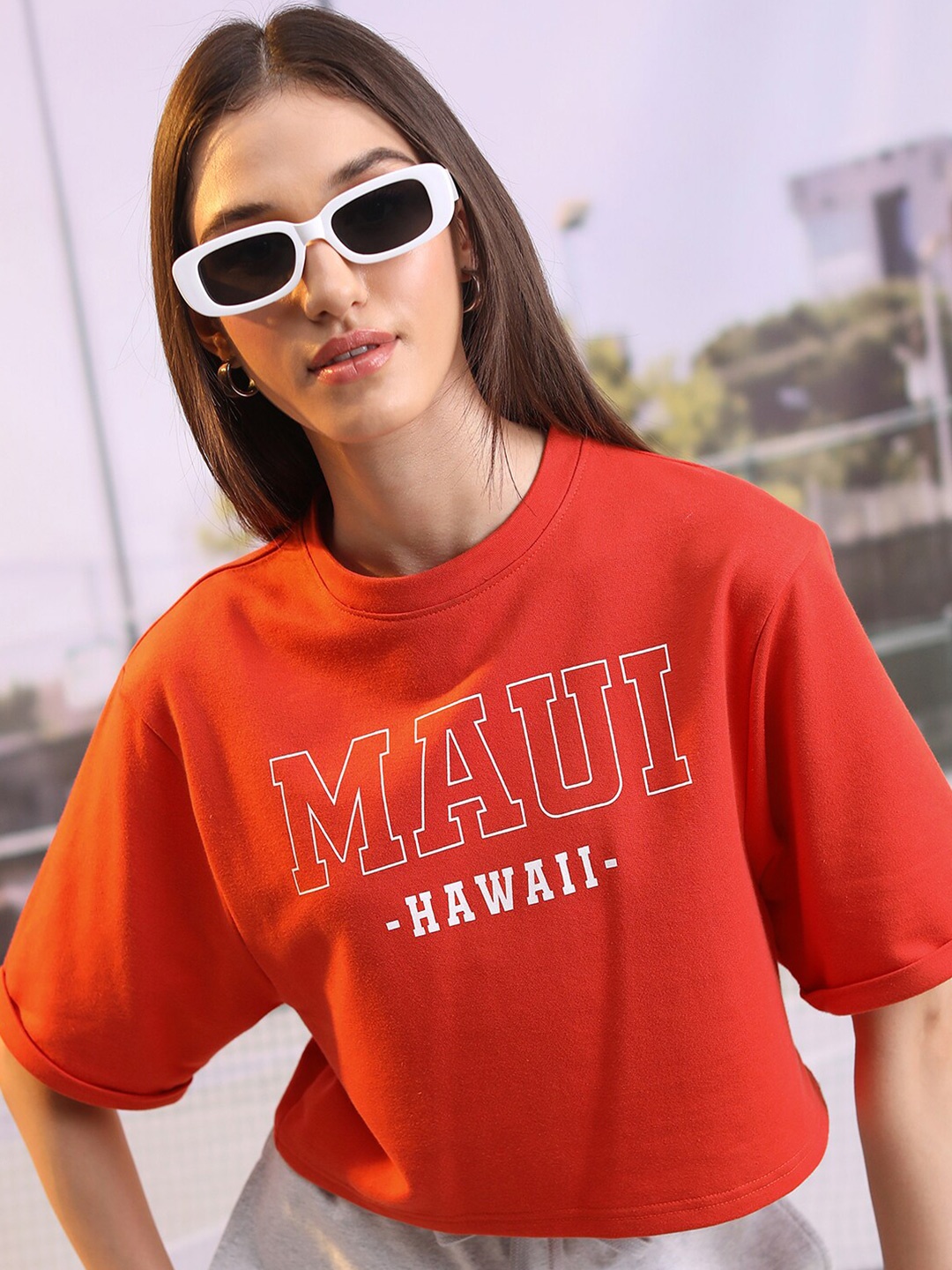 

Tokyo Talkies Orange Typography Printed T-Shirt
