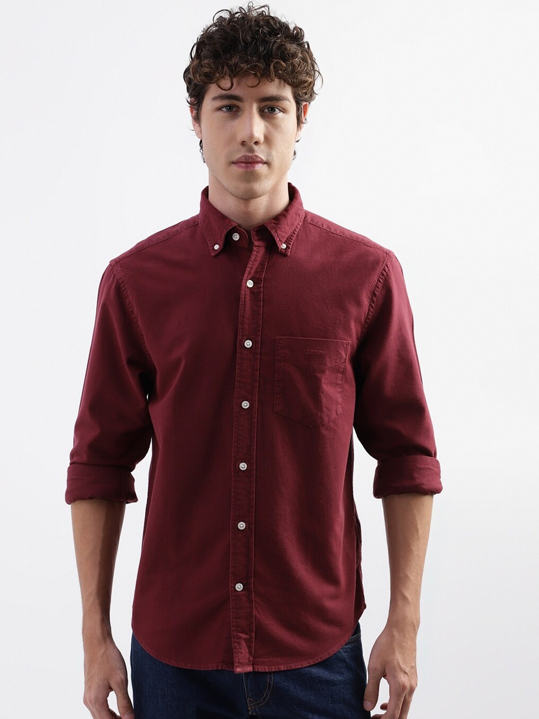 

GANT Button-Down Collar Pure Cotton Casual Shirt, Burgundy