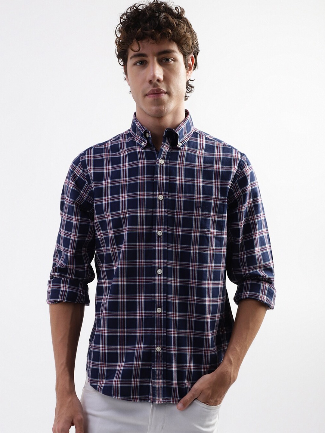 

GANT Tartan Checks Button-Down Collar Pure Cotton Casual Shirt, Blue