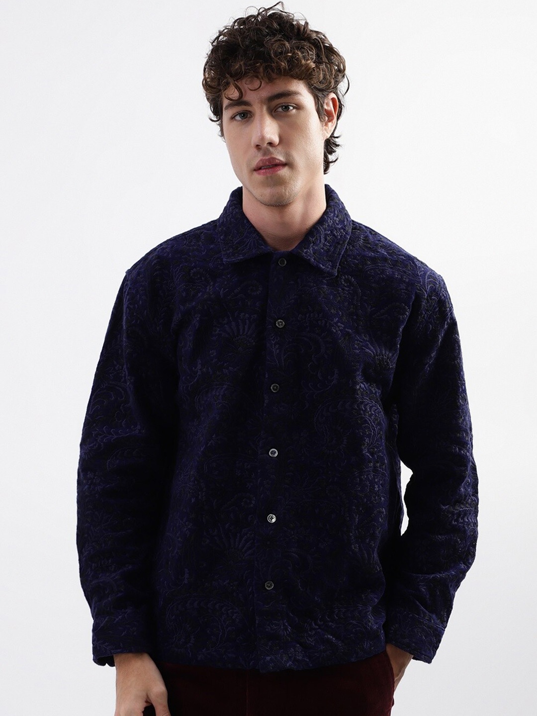 

GANT Floral Embroidered Pure Cotton Casual Shirt, Blue