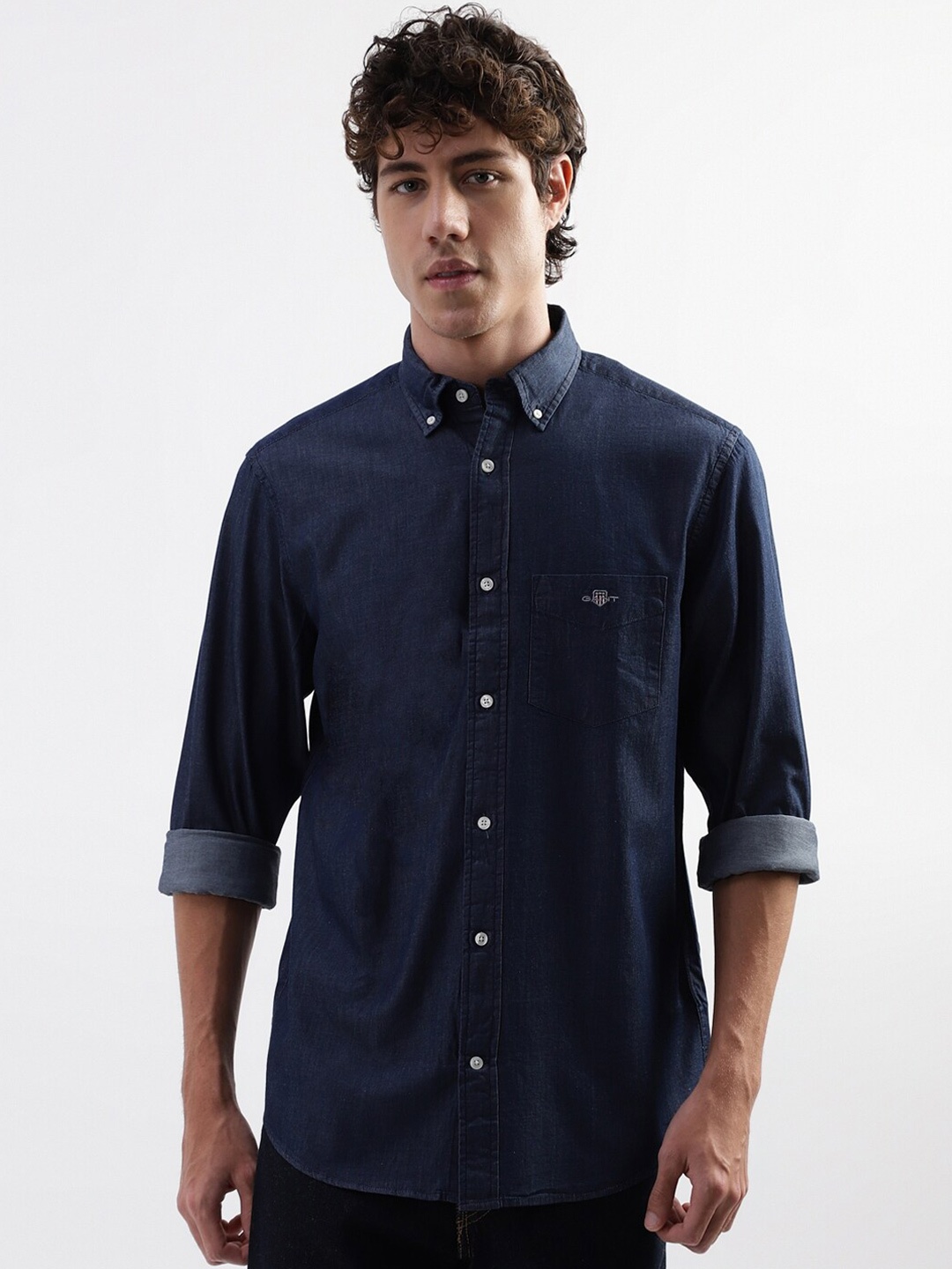 

GANT Button-Down Collar Pure Cotton Casual Shirt, Blue