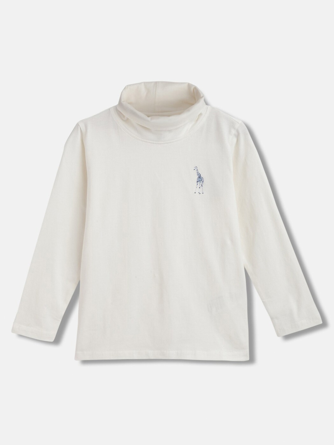 

Blue Giraffe Boys Turtle Neck Long Sleeves T-shirt, Off white