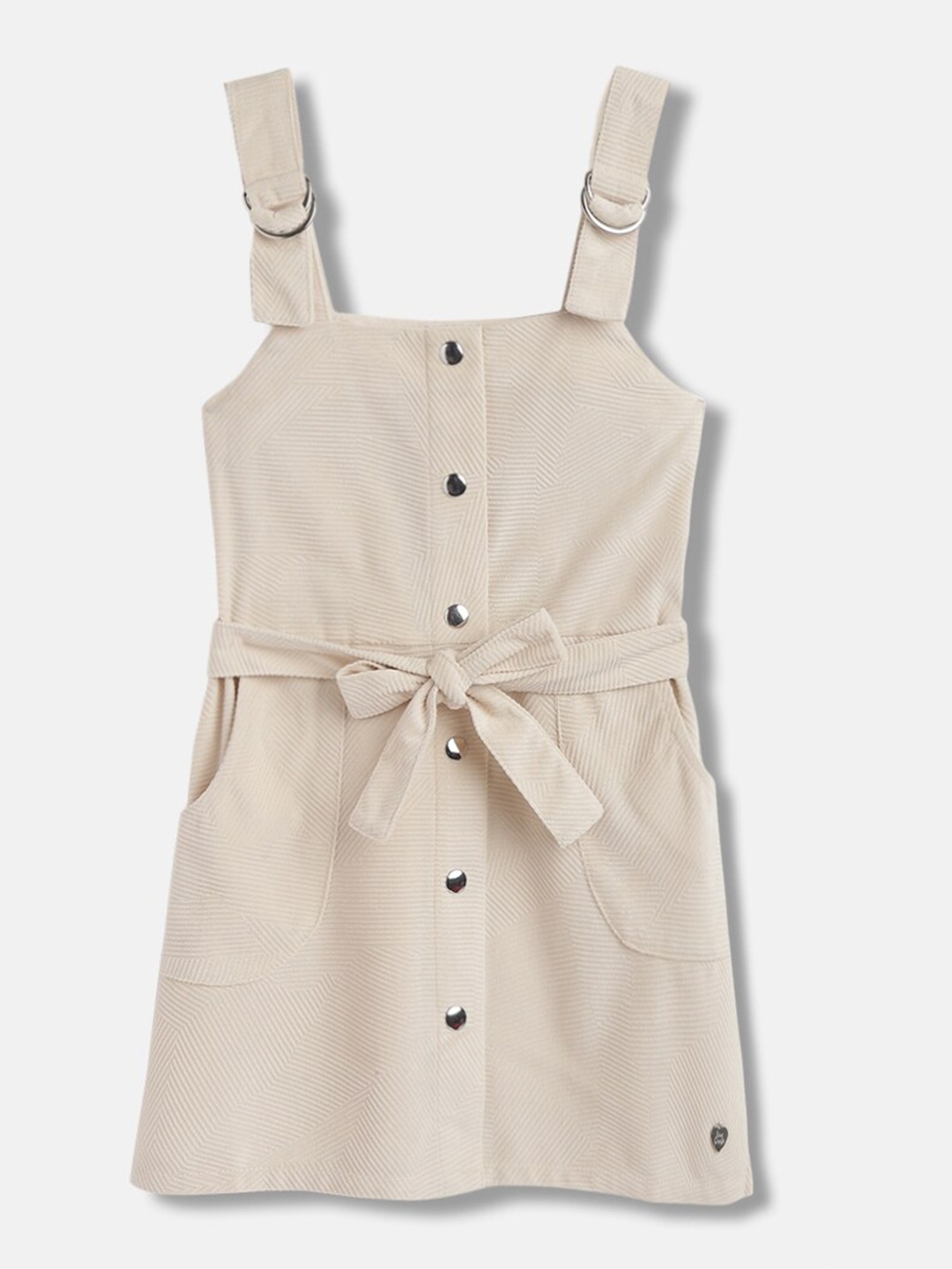 

Blue Giraffe Girls Shoulder Straps Pinafore Dress, Cream
