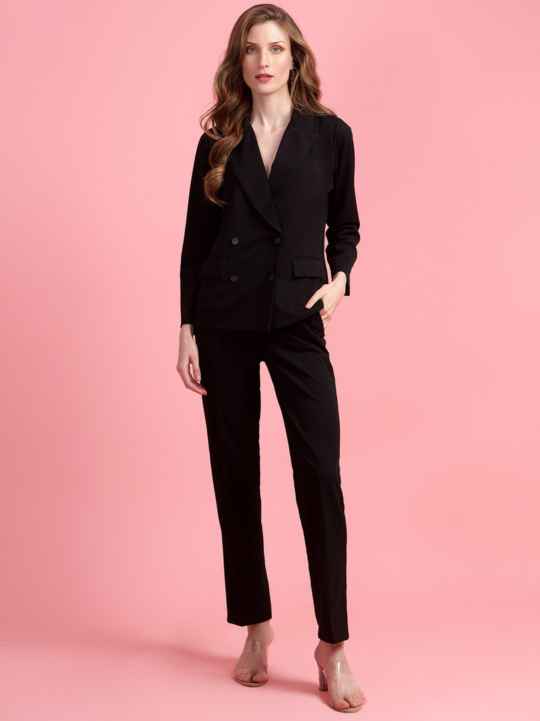 

Golden Kite Women Double-Breasted Blazer & Trouser, Black