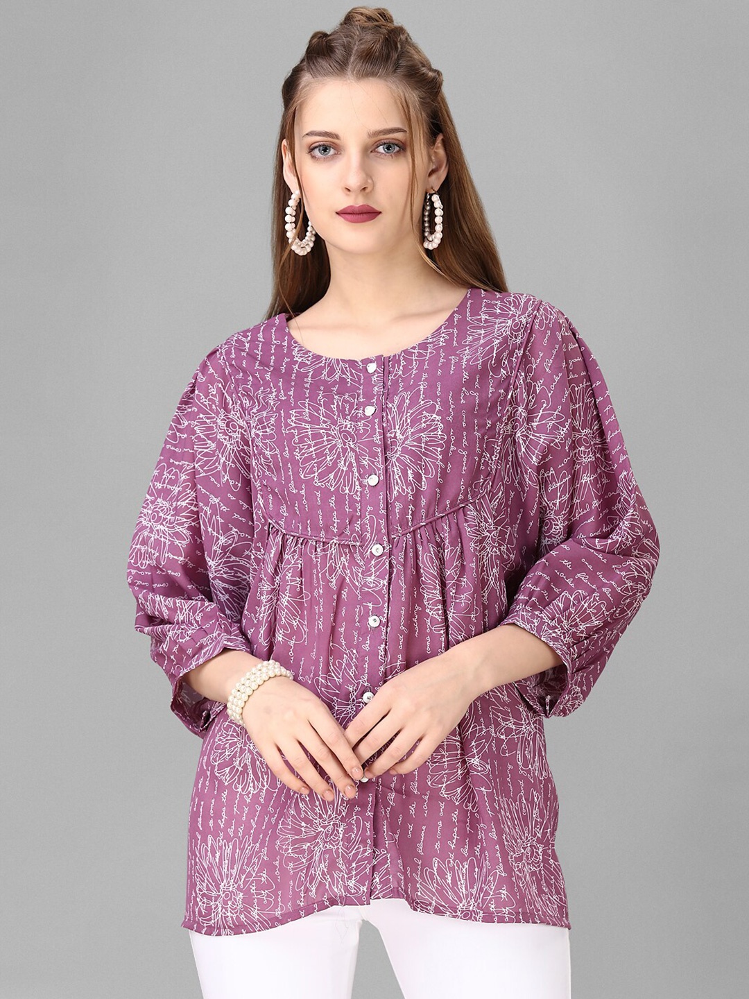 

HOUSE OF MIRA Floral Print Top, Pink