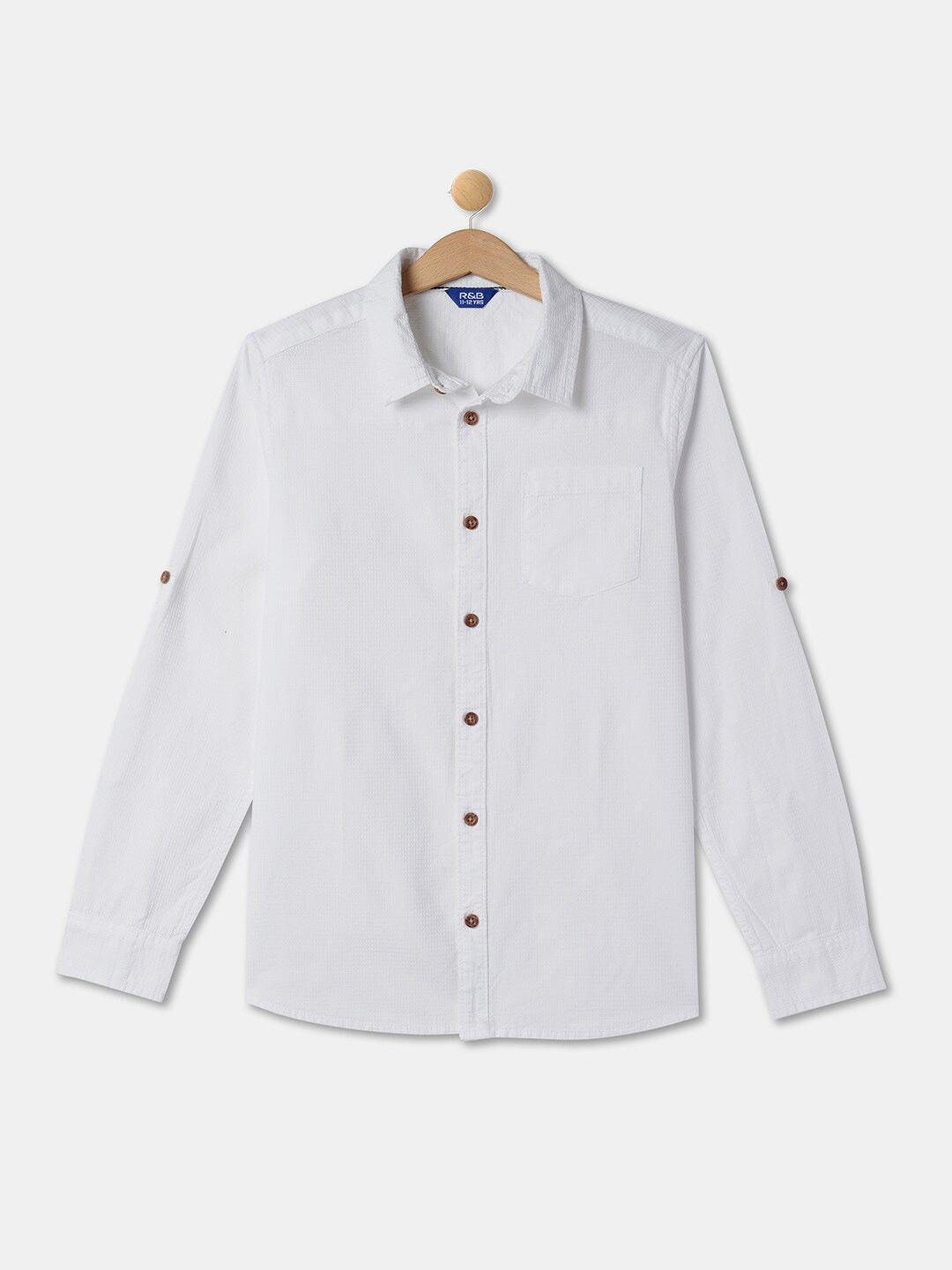 

R&B Boys Opaque Cotton Casual Shirt, White