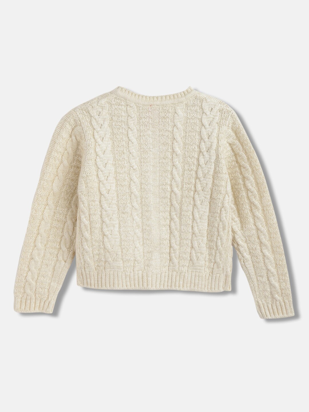 

Blue Giraffe Girls Cable Knit Self Design Pullover Sweater, Cream