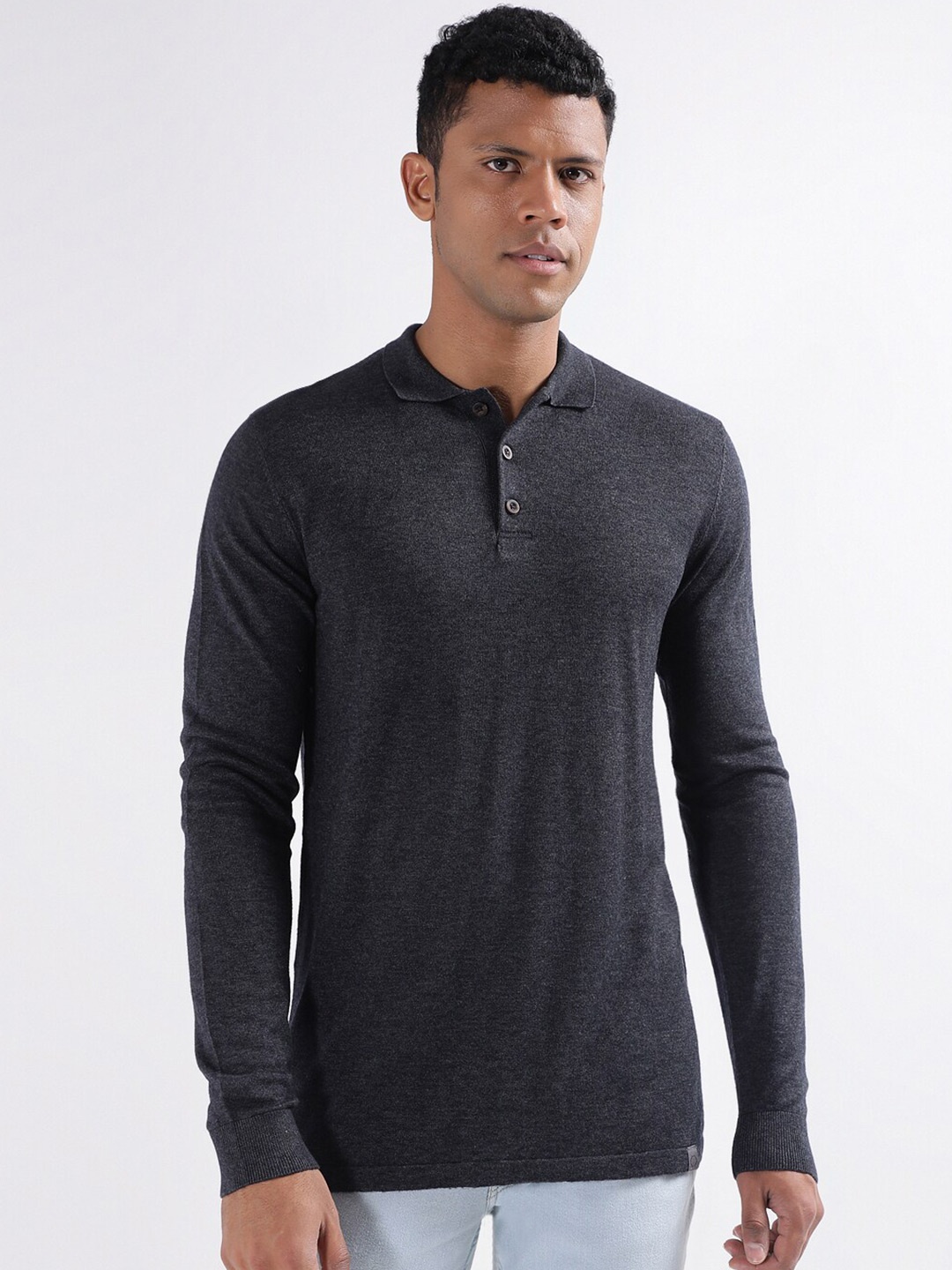 

Bruun & Stengade Polo Collar Woollen Pullover, Grey