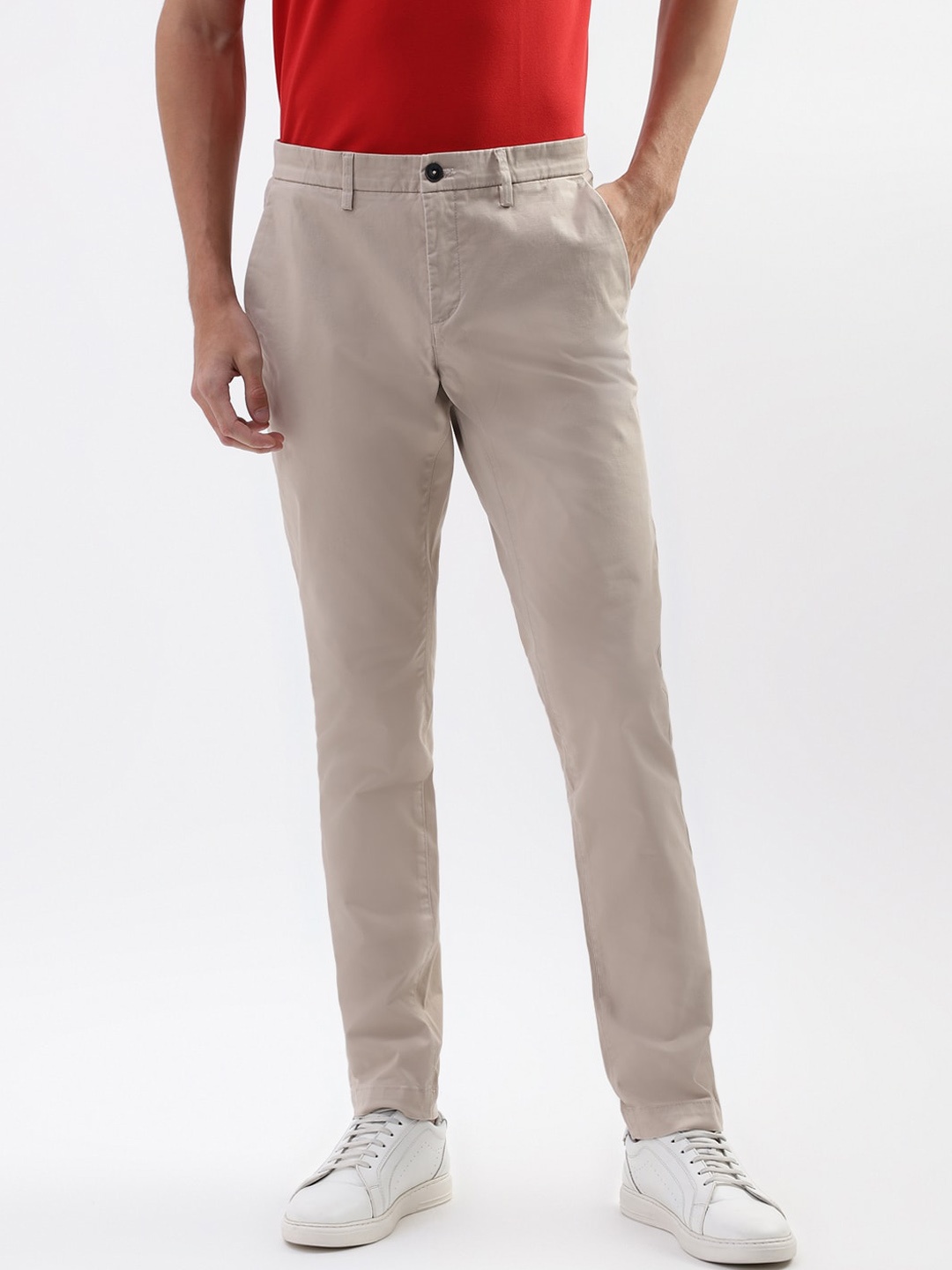 

Bruun & Stengade Men Mid-Rise Slim Fit Regular Trousers, Beige