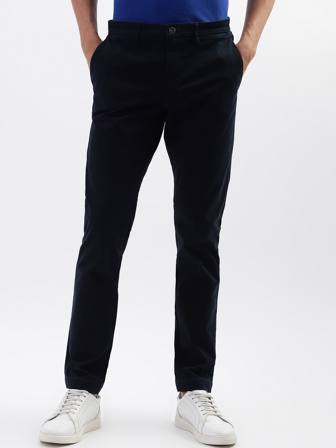 

Bruun & Stengade Men Mid-Rise Slim Fit Regular Trousers, Navy blue