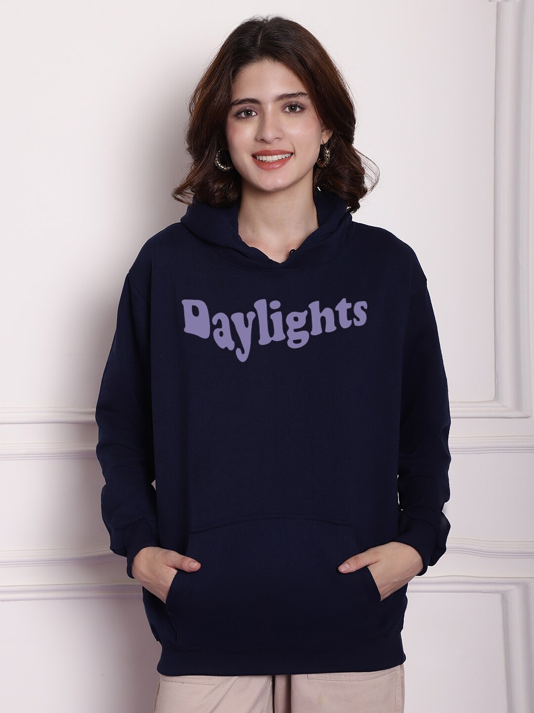 

Imsa Moda Women Navy Blue Hooded Sweatshirt
