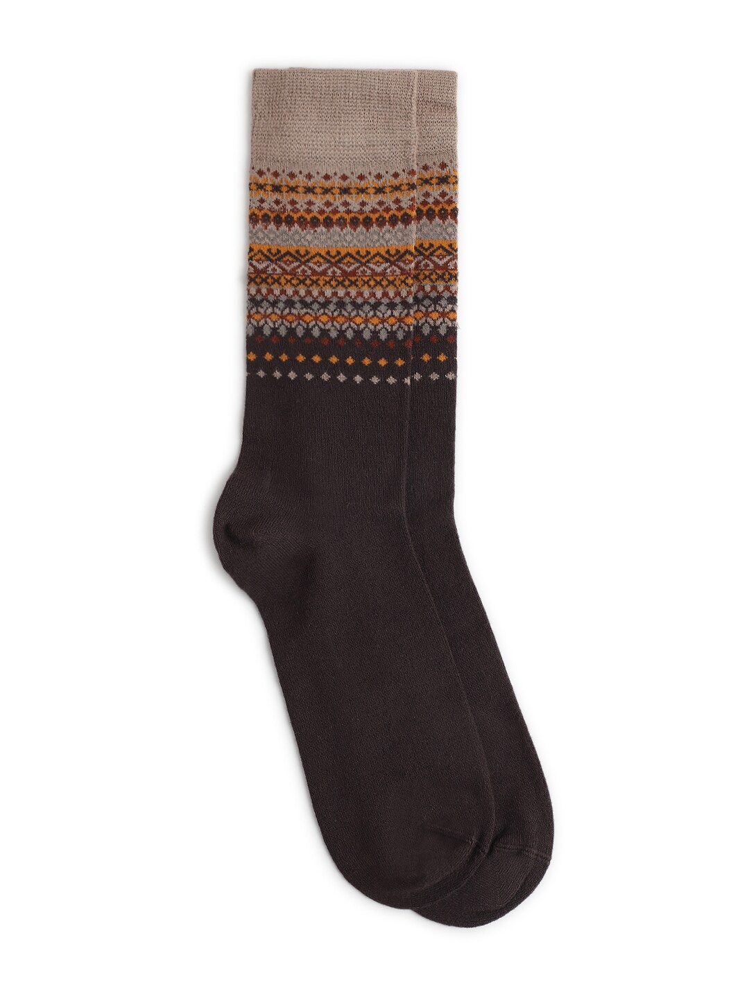 

LINDBERGH Men Patterned Calf Length Socks, Brown