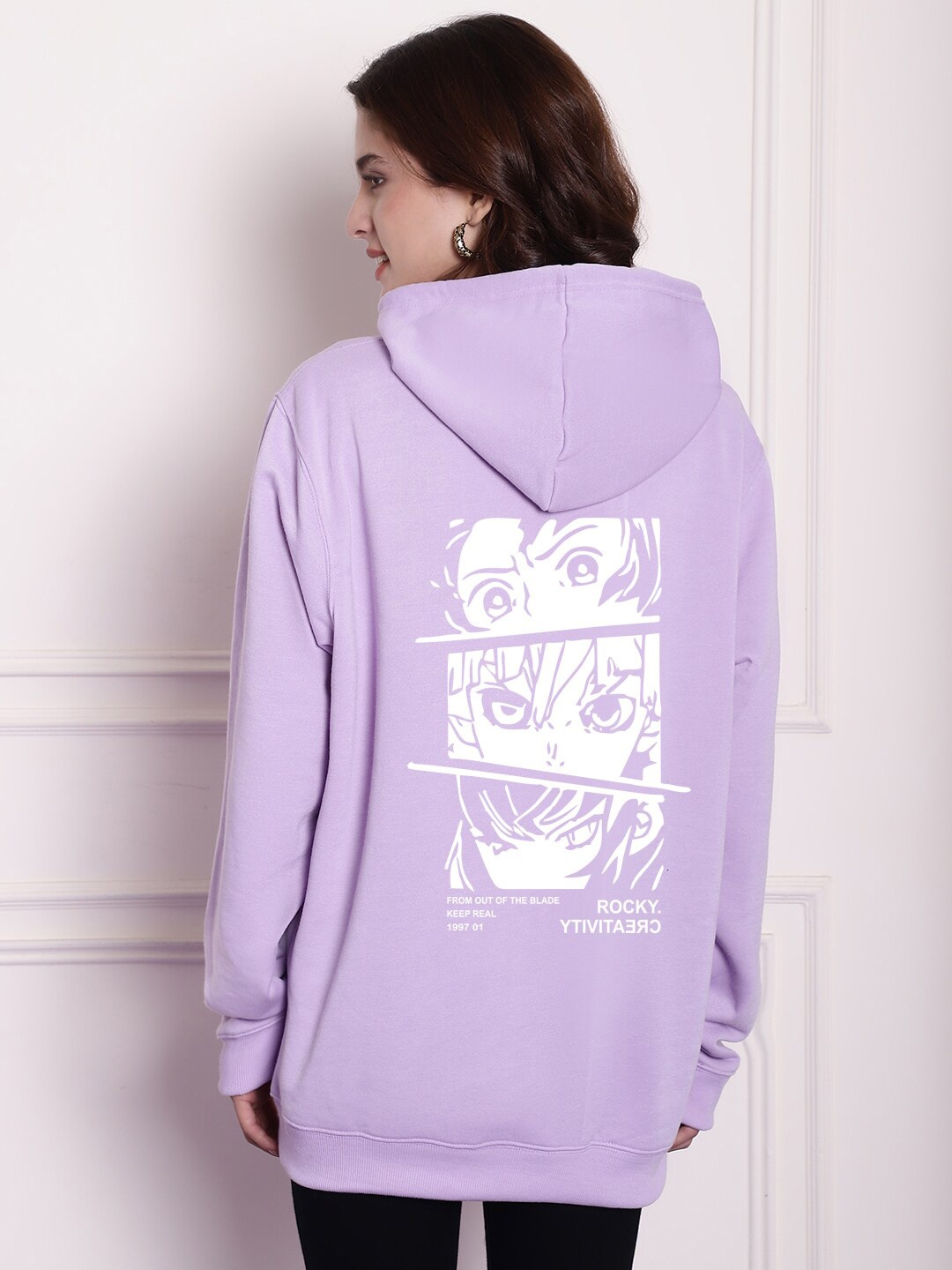 

Imsa Moda Printed Fleece Hooded Sweatshirt, Lavender