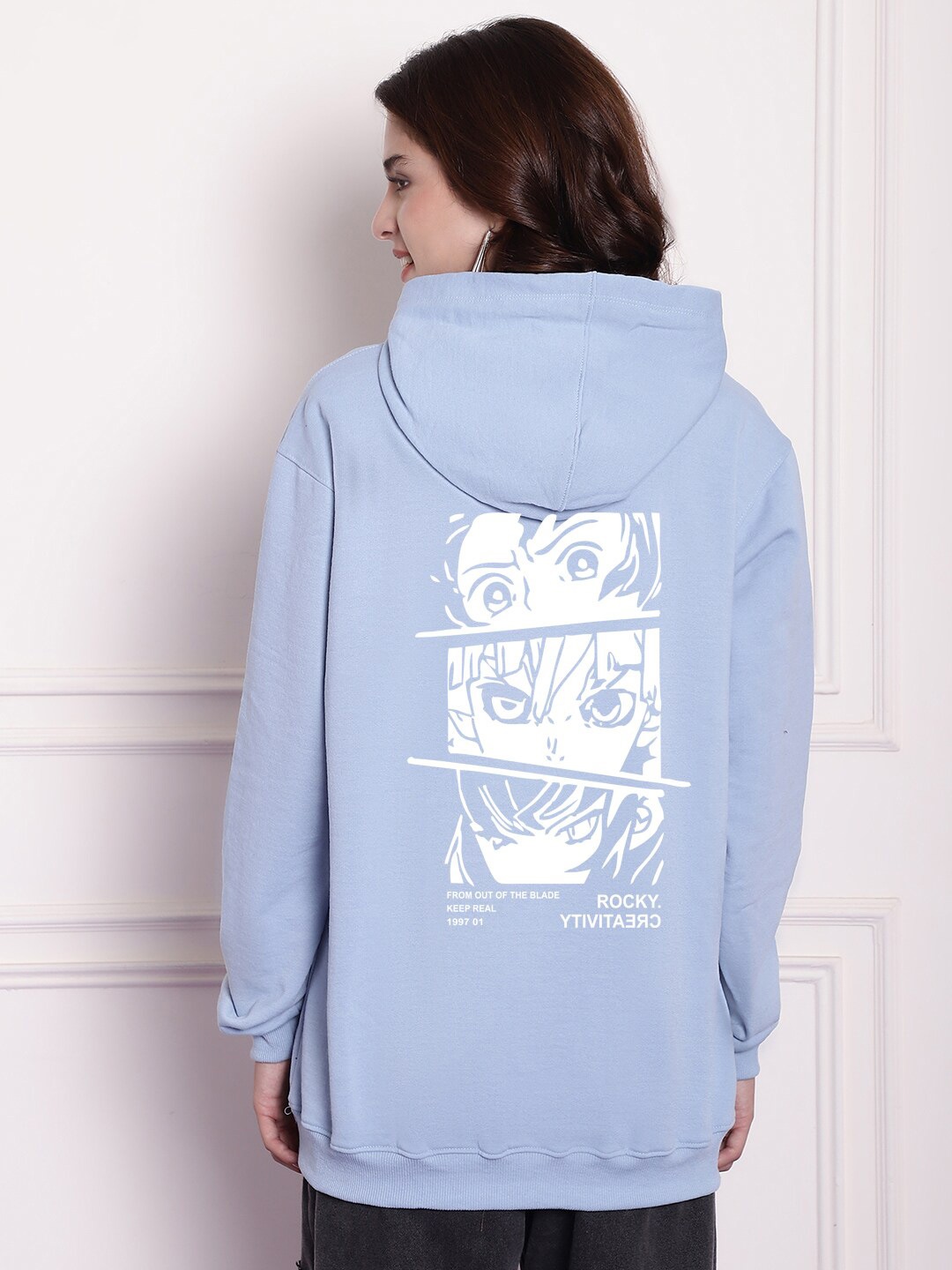 

Imsa Moda Graphic Printed Hooded Sweatshirt, Blue
