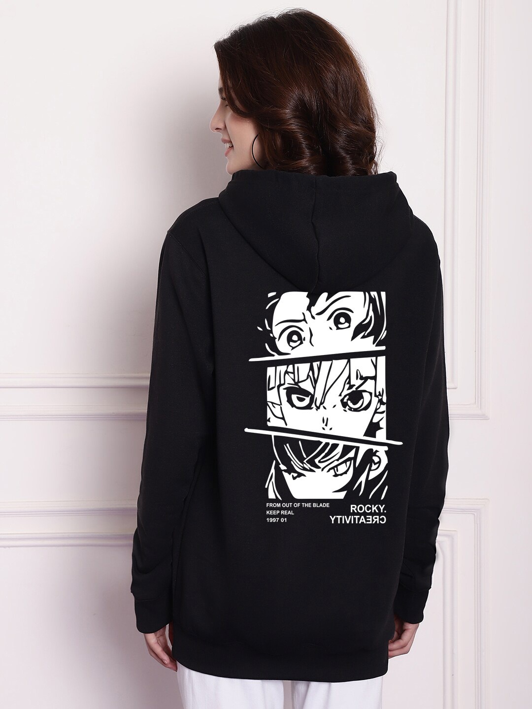 

Imsa Moda Graphic Printed Hooded Pullover Sweatshirt, Black