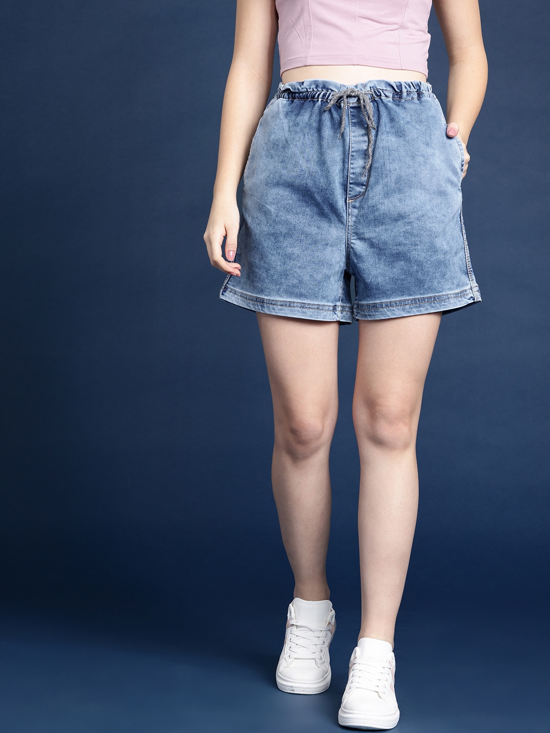 

Mast & Harbour Pure Cotton Denim Shorts, Blue
