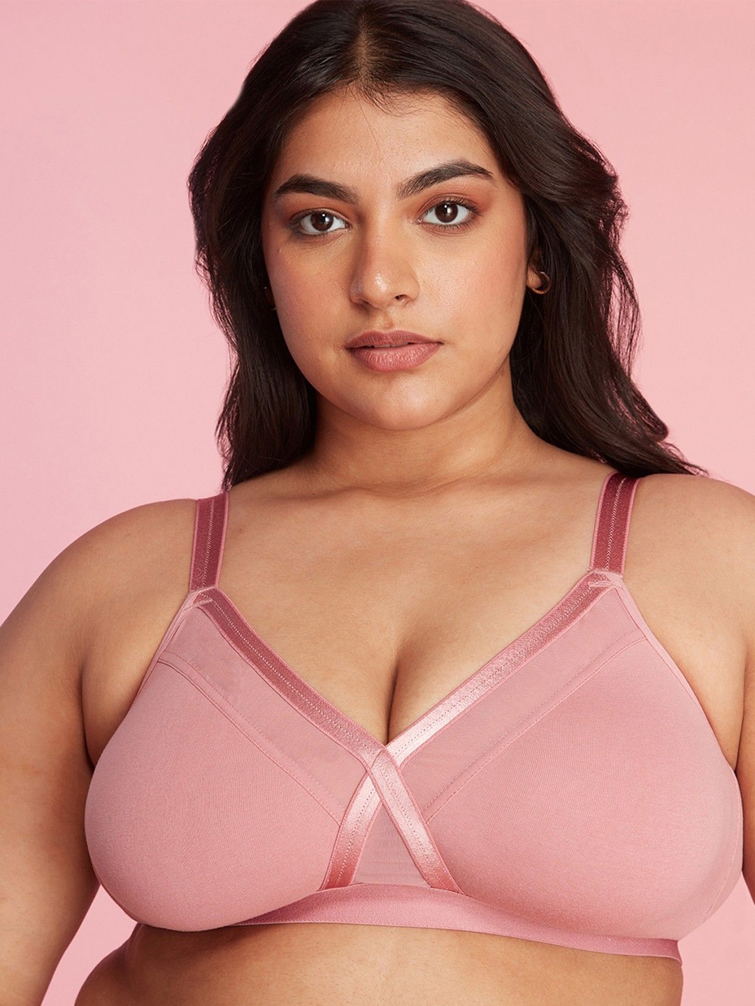 

Nykd Everyday Super Support Bra With Non-Padded Non-Wired Medium Coverage, Pink