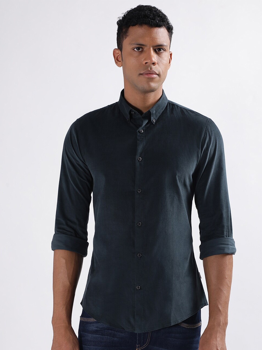 

LINDBERGH Classic Slim Fit Button-Down Collar Cotton Casual Shirt, Green