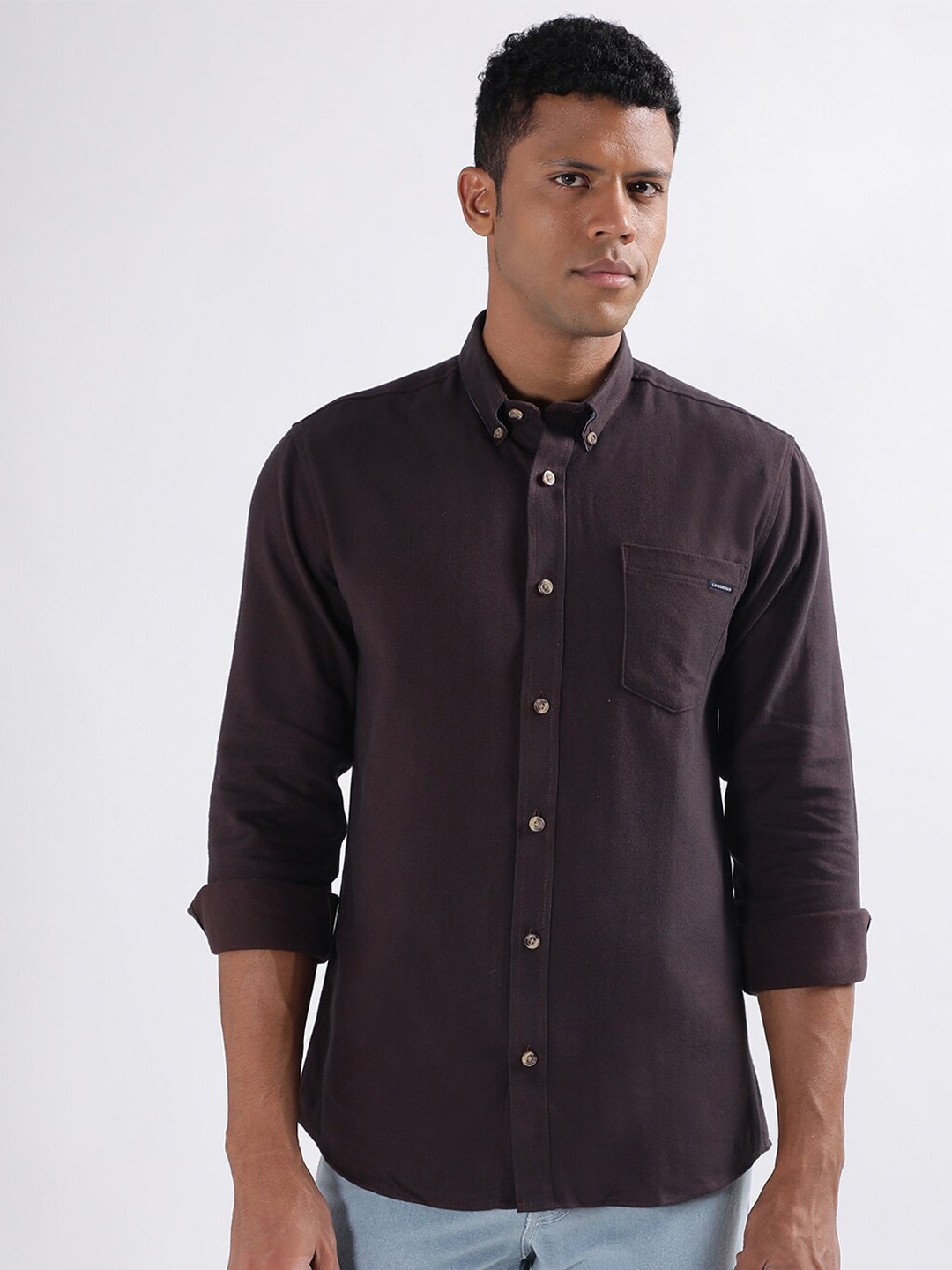 

LINDBERGH Button-Down Collar Casual Pure Cotton Shirt, Burgundy