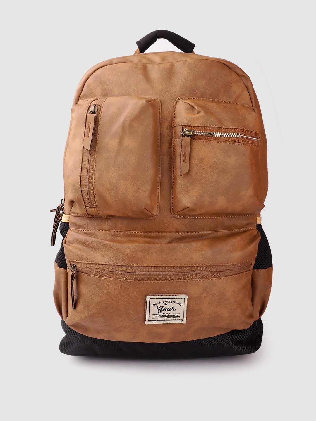 

Gear Unisex Faux Leather Medium-Sized Backpack 28L, Brown