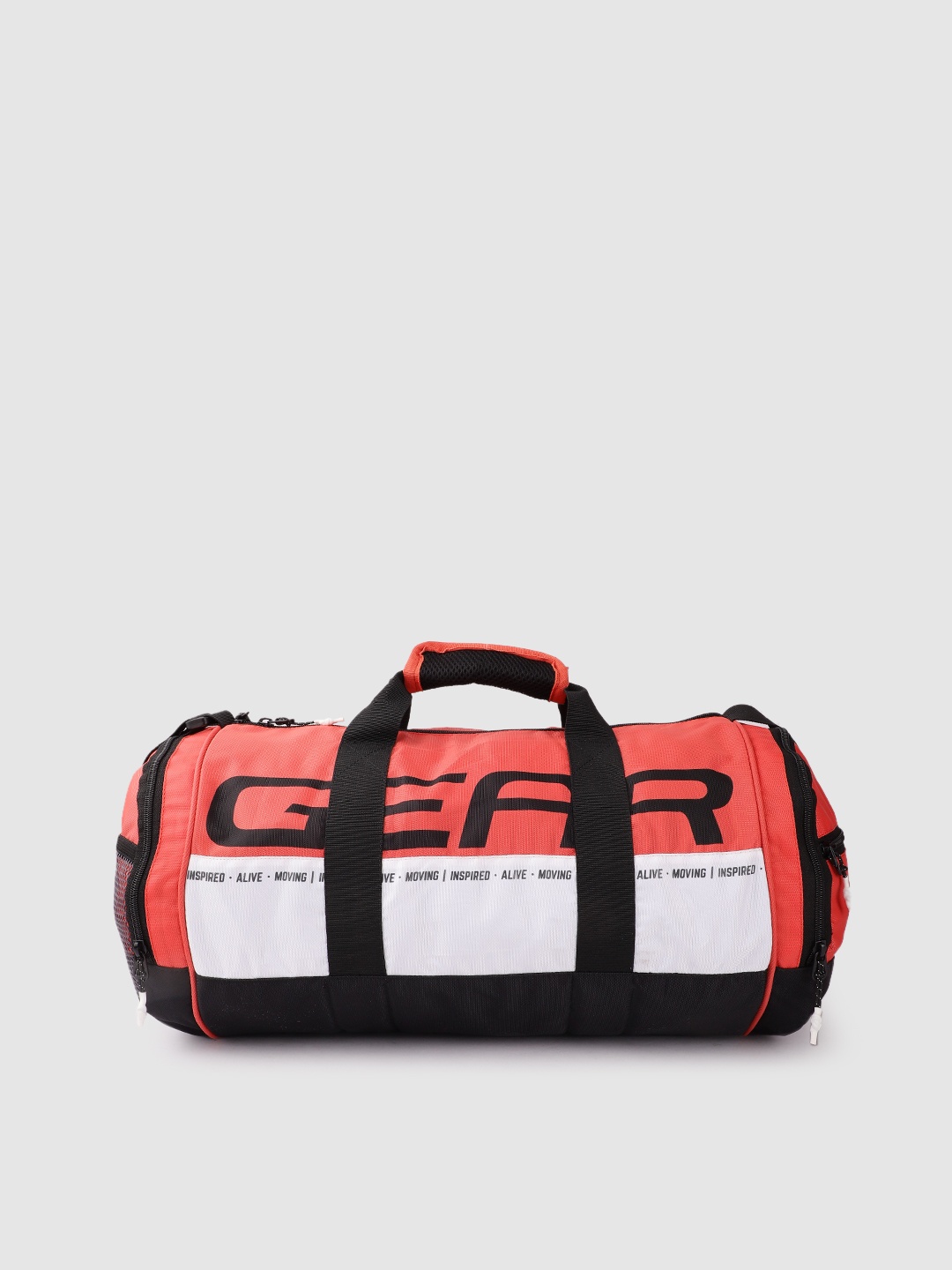 

Gear Unisex Colourblocked Medium-Sized Duffel Bag with Printed Detail 25L, Red