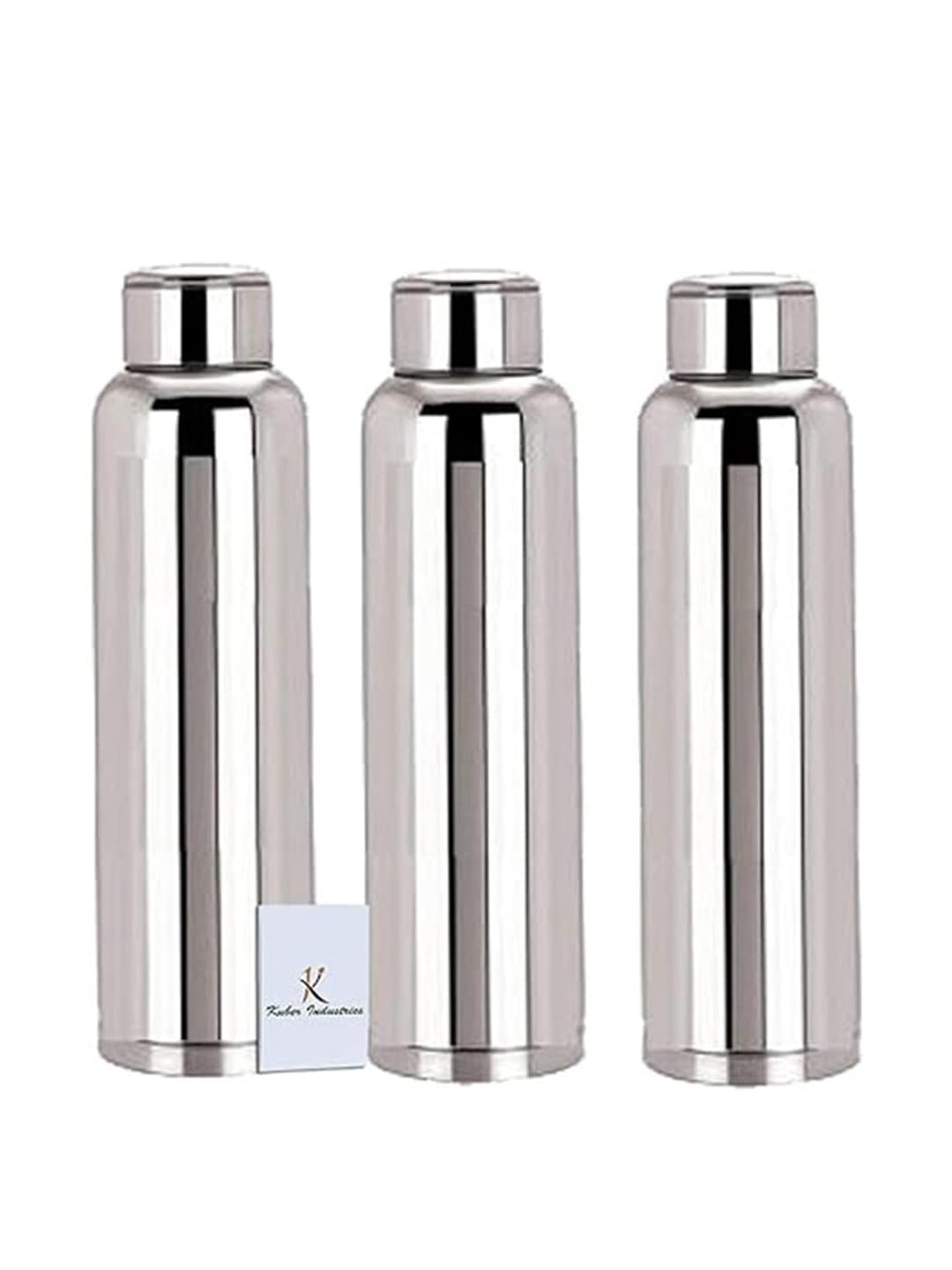 

Kuber Industries Stainless Steel 3 Pcs Water Bottles-1L Each, Silver