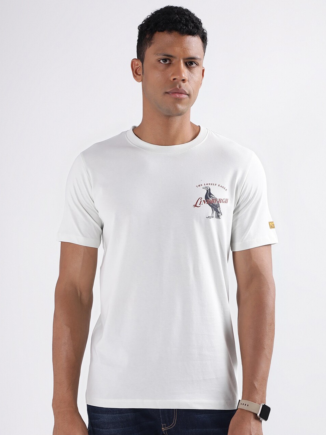 

LINDBERGH Round Neck Cotton T-shirt, White