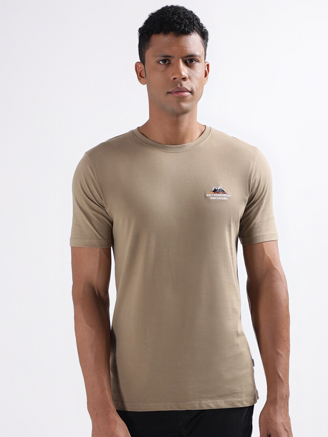 

LINDBERGH Round Neck Cotton T-shirt, Beige