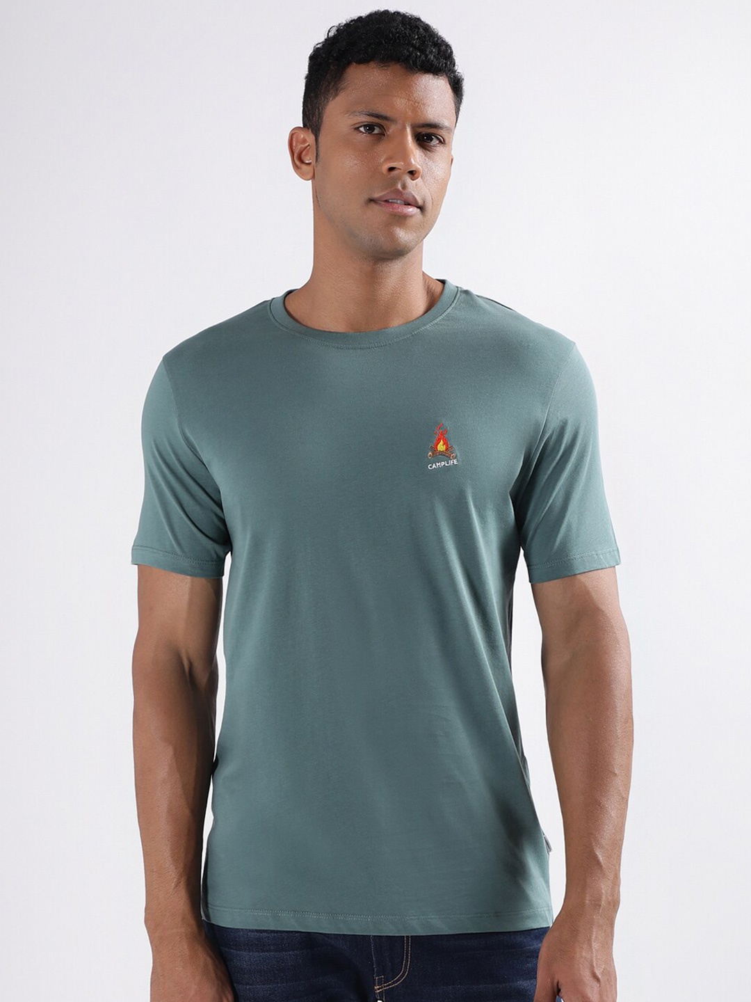 

LINDBERGH Round Neck Relaxed Fit Pure Cotton T-shirt, Green