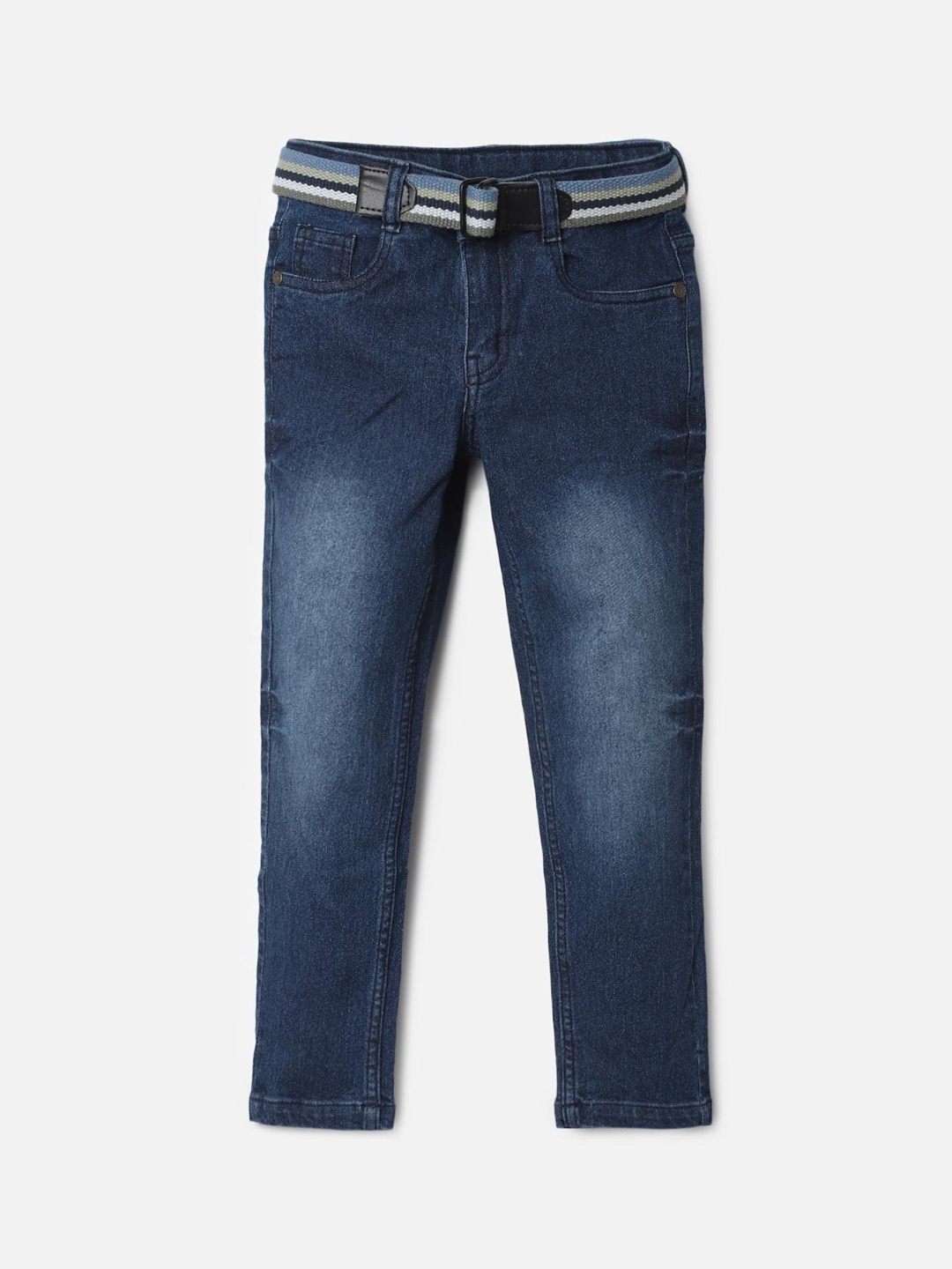 

UrbanMark Boys Slim Fit Light Fade Stretchable Jeans, Navy blue