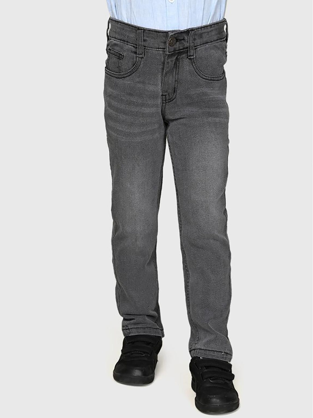

UrbanMark Boys Slim Fit Heavy Fade Stretchable Jeans, Black