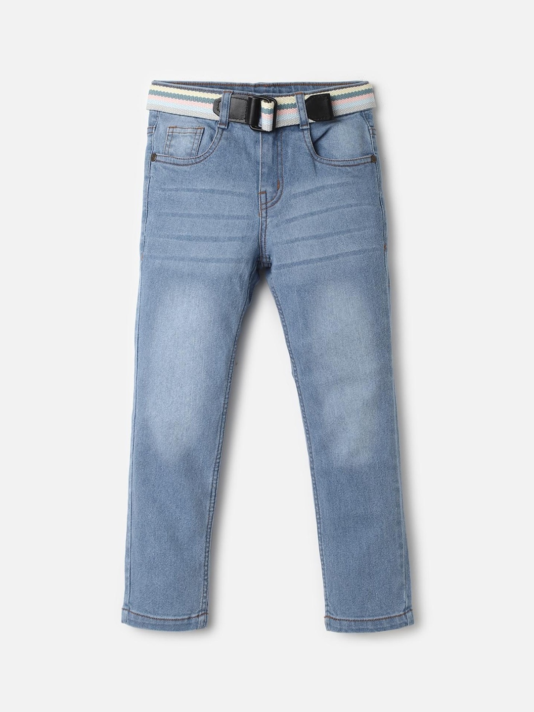 

UrbanMark Boys Slim Fit Clean Look Heavy Fade Stretchable Jeans, Blue