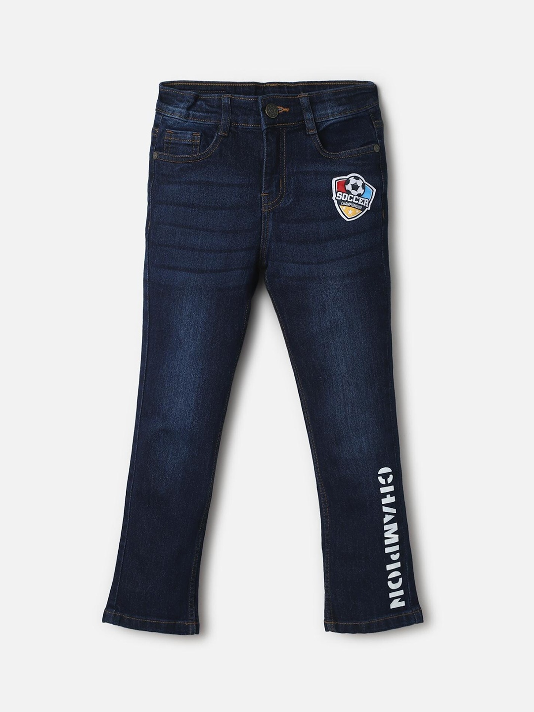 

UrbanMark Boys Mid-Rise Slim Fit Clean Look Light Fade Stretchable Jeans, Blue